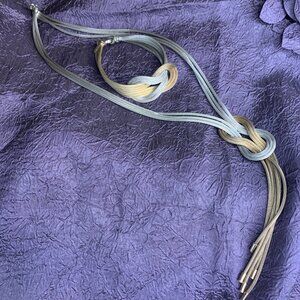 Unique Vintage Bracelet and Necklace Set in Two Tone Sterling Silver